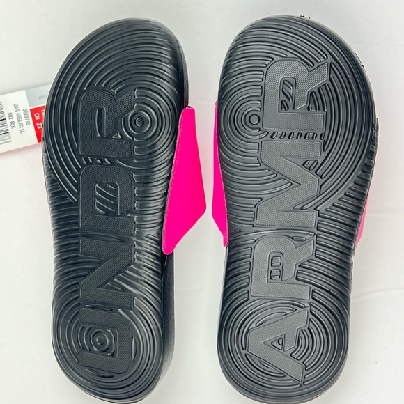 Under Armour 3023793-002 Girl's Ansa Fixed Slides Pink Black Kids Youth Size 4Y - Picture 4 of 8